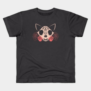 Cat Skull and Flowers Kids T-Shirt